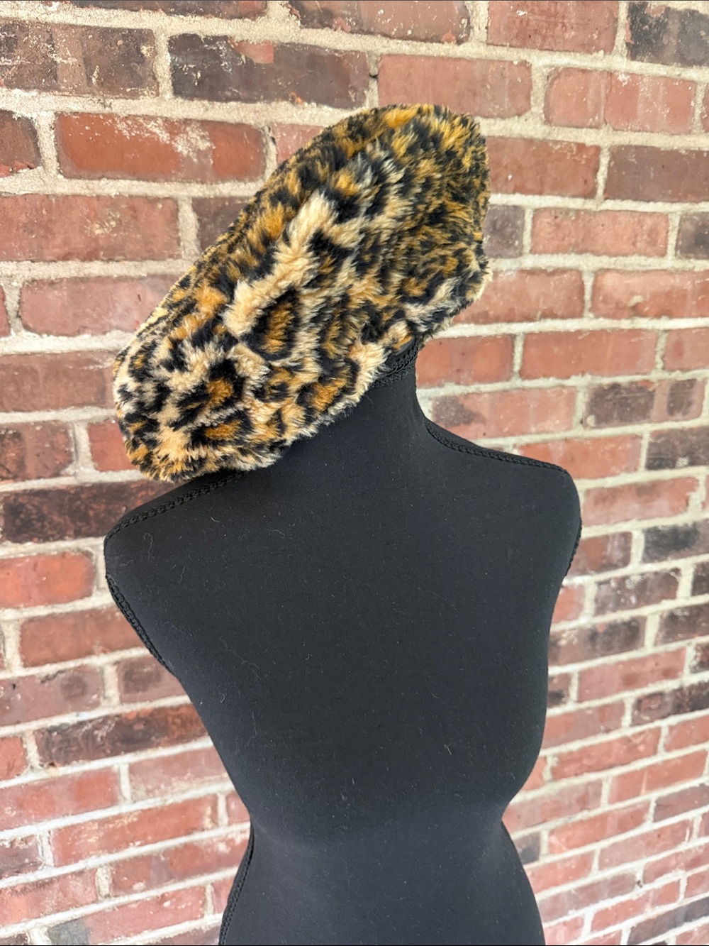 Vintage Made in USA Leopard Faux Fur Hat Pillbox Winter Statement